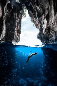 Swimming at a cave in Vava'u