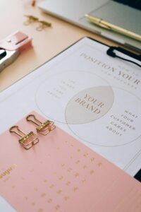 Clipboard with paper on top of a desk